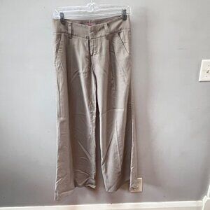 Alice + Olivia Beige‎ Wide Leg Cupro Blend Trouser Pant- Size 0